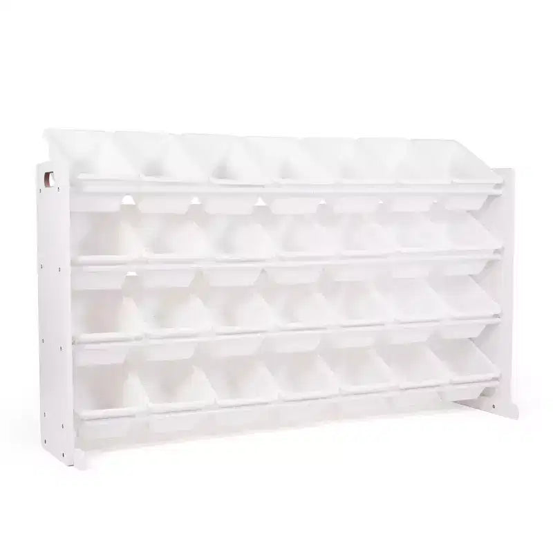 Cambridge Mega Kids' Toy Storage 28 Bin Organizer Bookshelf White - Humble Crew: Toy Bins Organizers, 4 Shelves, Anti-Tip