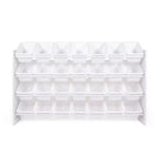 Organisateur de Rangement de Jouets Cambridge Mega Kids, 28 Bacs, Bibliothèque Blanche : Bacs de Rangement de Jouets, 4 Étagères, Anti-Basculement