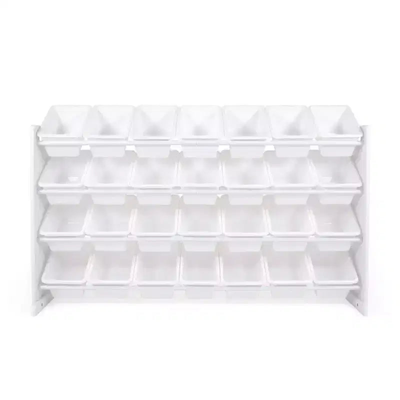 Organisateur de Rangement de Jouets Cambridge Mega Kids, 28 Bacs, Bibliothèque Blanche : Bacs de Rangement de Jouets, 4 Étagères, Anti-Basculement