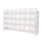 Organisateur de Rangement de Jouets Cambridge Mega Kids, 28 Bacs, Bibliothèque Blanche : Bacs de Rangement de Jouets, 4 Étagères, Anti-Basculement