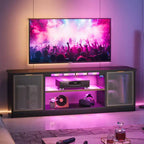 Meuble TV LED 57" pour PS5, jusqu'à 65", avec placards de rangement et étagère réglable