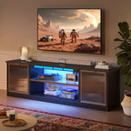 Meuble TV LED 57" pour PS5, jusqu'à 65", avec placards de rangement et étagère réglable
