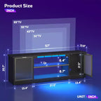Meuble TV LED 57" pour PS5, jusqu'à 65", avec placards de rangement et étagère réglable