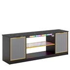 Meuble TV LED 57" pour PS5, jusqu'à 65", avec placards de rangement et étagère réglable