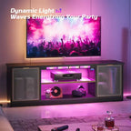Meuble TV LED 57" pour PS5, jusqu'à 65", avec placards de rangement et étagère réglable