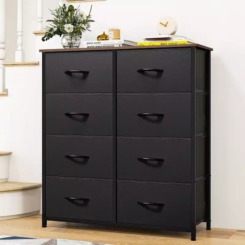 Fabric Dresser for Bedroom, Tall Storage Dresser with 8 Drawers, Dresser & Chest of Drawers Organizer for Living Room