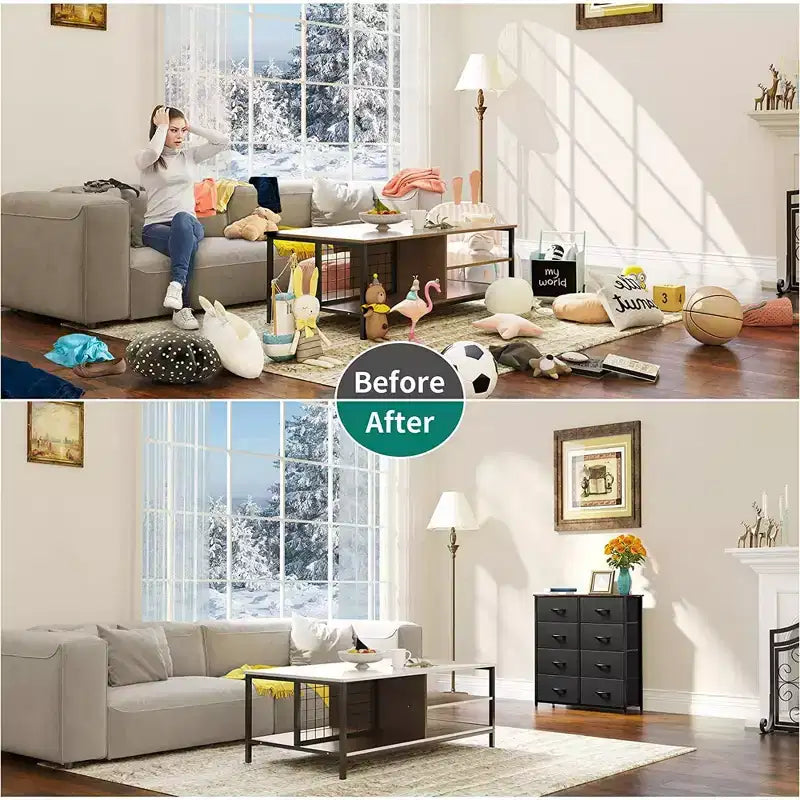 Commode en tissu pour chambre à coucher, commode de rangement haute avec 8 tiroirs, commode et organisateur de tiroirs pour salon