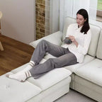 Canapé d'angle 6 places - Canapé moderne de 117 po avec 2 poufs, beige
