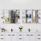 Armoire de toilette murale blanche de 31,5 x 23,6 pouces avec porte miroir et 6 étagères ouvertes