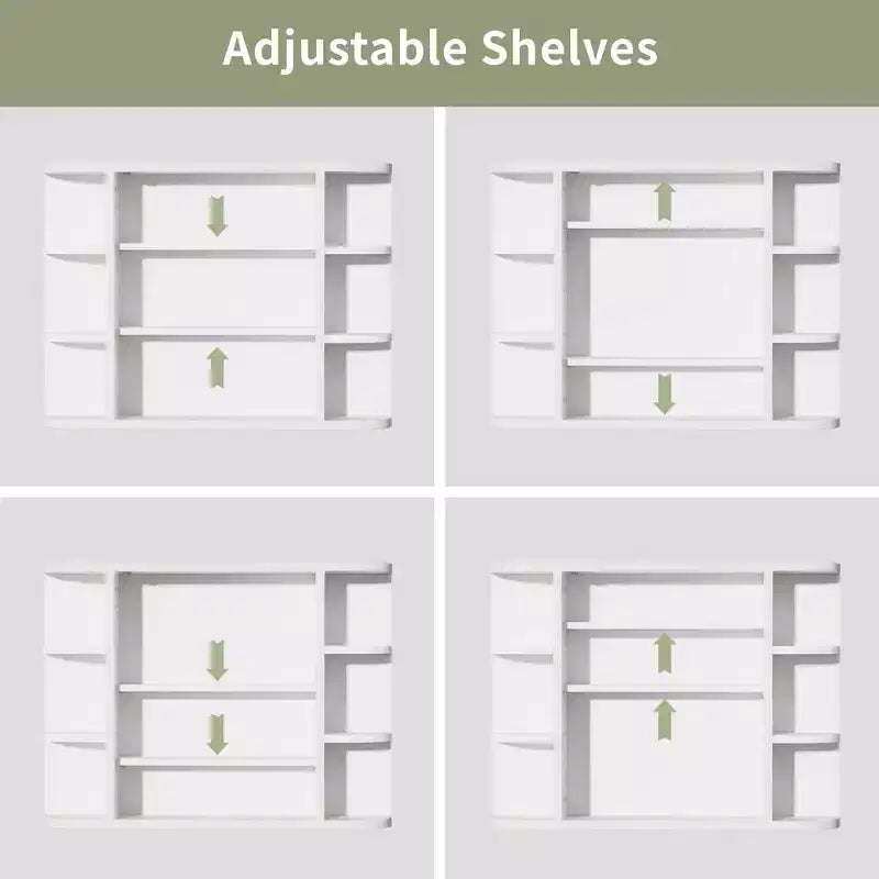 Armoire de toilette murale blanche de 31,5 x 23,6 pouces avec porte miroir et 6 étagères ouvertes