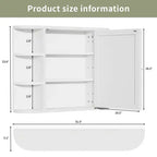 Armoire de toilette murale blanche de 31,5 x 23,6 pouces avec porte miroir et 6 étagères ouvertes