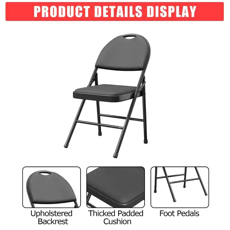 Lot de 2/4/6 chaises pliantes avec patins antidérapants Chaises de réception pour l'intérieur et l'extérieur, chambre, salle à manger