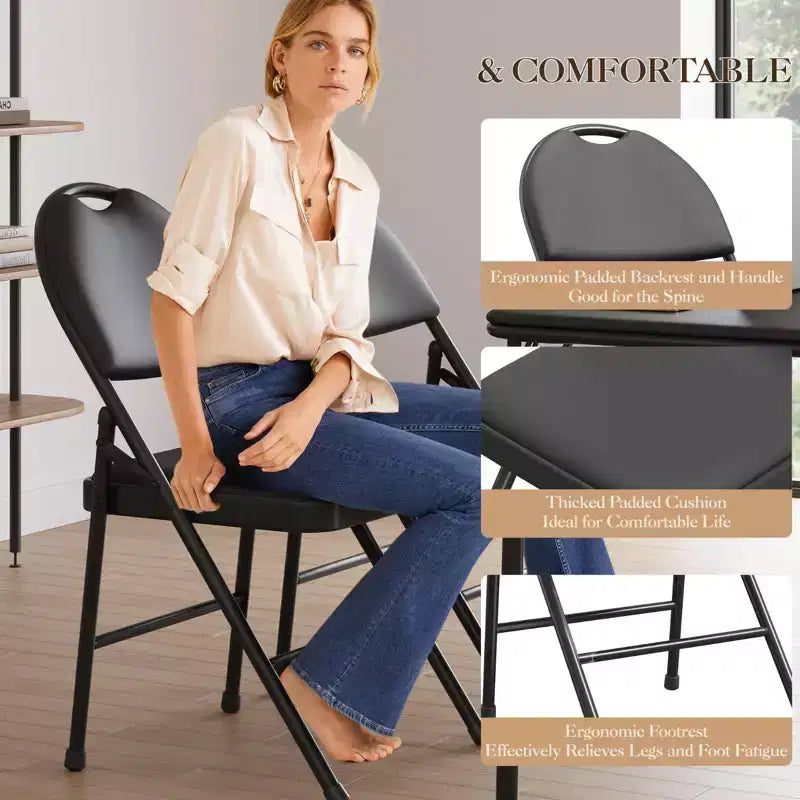 Lot de 2/4/6 chaises pliantes avec patins antidérapants Chaises de réception pour l'intérieur et l'extérieur, chambre, salle à manger