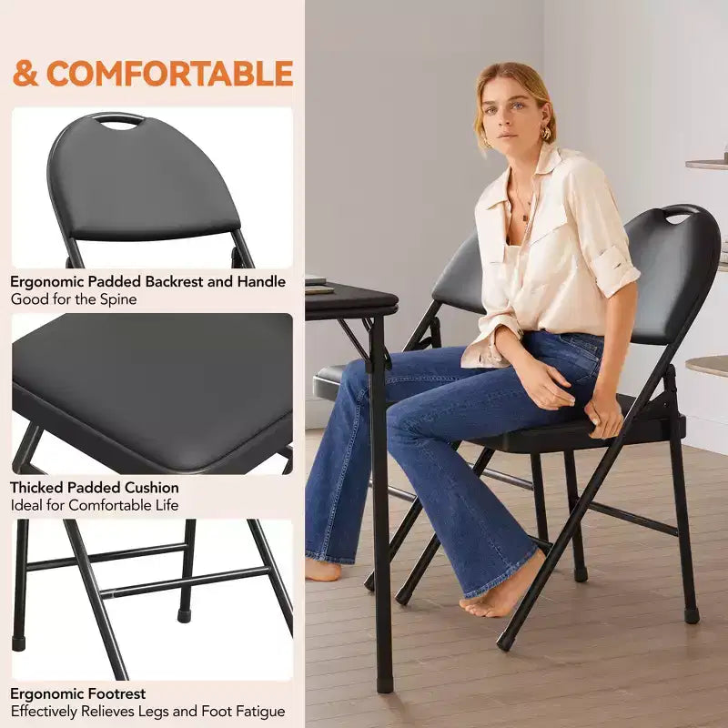 Lot de 2/4/6 chaises pliantes avec patins antidérapants Chaises de réception pour l'intérieur et l'extérieur, chambre, salle à manger