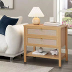 Tables de chevet lot de 2, Table de nuit en rotin, Table de chevet avec tiroirs et étagère de rangement, Table d'appoint étroite pour canapé, Table de chevet moderne pour chambre à coucher et salon