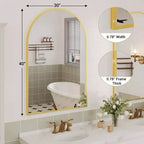 Miroir de salle de bain 24x36 pouces, arche classique, miroir mural décoratif moderne avec cadre en aluminium, miroir de courtoisie mural pour commode de chambre, entrée, salon