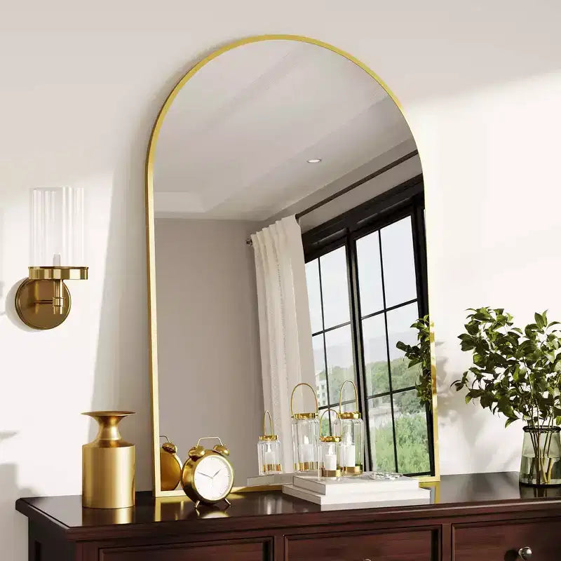 24x36 Classic Arch Bathroom Mirror, Modern Wall Decor Mirror Aluminum Frame Wall Mounted Vanity Mirror for Bedroom Dresser, Entryway, Living Room