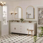 Miroir de salle de bain 24x36 pouces, arche classique, miroir mural décoratif moderne avec cadre en aluminium, miroir de courtoisie mural pour commode de chambre, entrée, salon