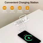 Grande table de chevet avec 2 tiroirs, Table d'appoint moderne avec station de charge, Table d'appoint avec sculptures en losanges, Meuble de rangement