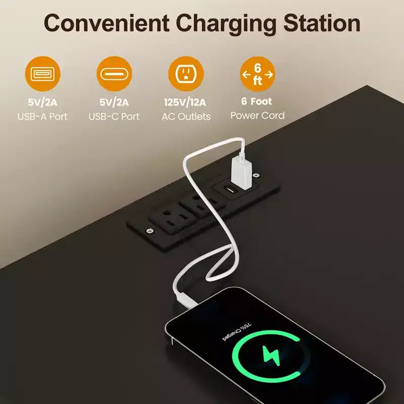 Grande table de chevet avec 2 tiroirs, Table d'appoint moderne avec station de charge, Table d'appoint avec sculptures en losanges, Meuble de rangement