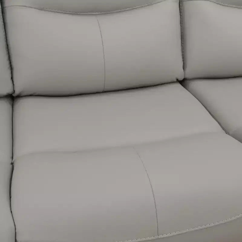 Canapé inclinable électrique 3 places en cuir respirant avec port USB et éclairage LED pour salon, gris clair