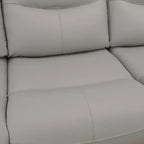 Canapé inclinable électrique 3 places en cuir respirant avec port USB et éclairage LED pour salon, gris clair