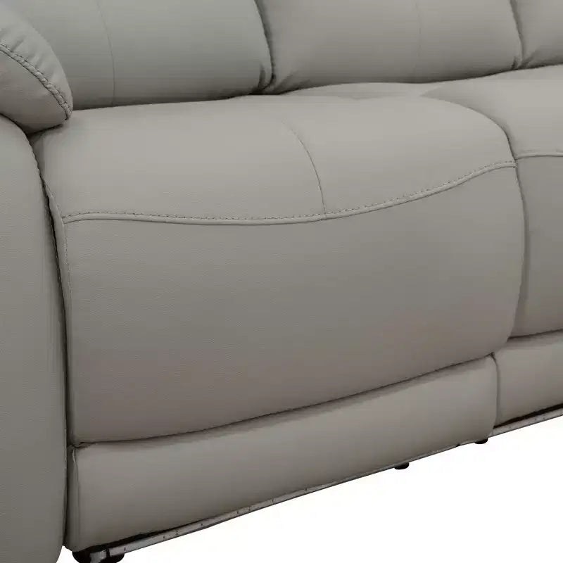 Canapé inclinable électrique 3 places en cuir respirant avec port USB et éclairage LED pour salon, gris clair