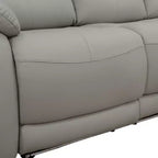 Canapé inclinable électrique 3 places en cuir respirant avec port USB et éclairage LED pour salon, gris clair