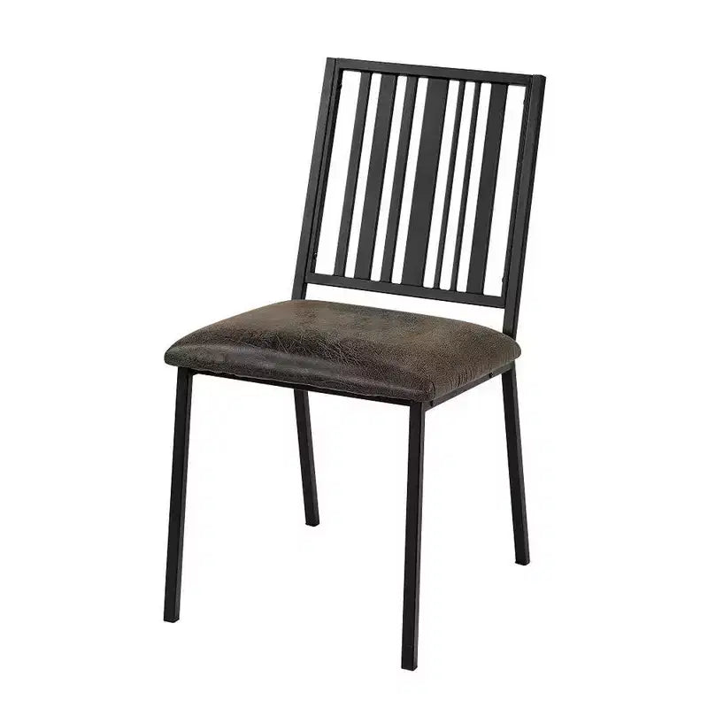 Royal Hampton 24 Inch Side Dining Chair Set of 2, Slatted Back, Faux Leather, Black