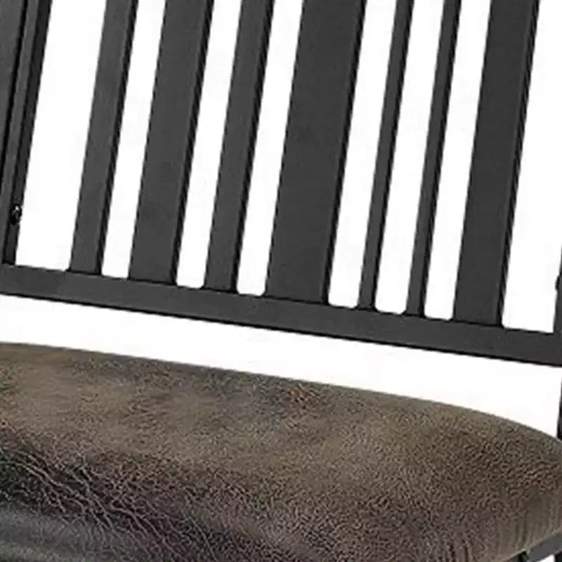 Lot de 2 chaises de salle à manger, hauteur d'assise 61 cm, dossier à lattes, similicuir, noir