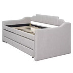 Lit de repos capitonné pour lit jumeau avec lit gigogne et 3 tiroirs, cadre de lit de capitaine en bois avec rangement pour chambre à coucher
