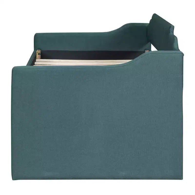 Lit de repos capitonné pour lit jumeau avec lit gigogne et 3 tiroirs, cadre de lit de capitaine en bois avec rangement pour chambre à coucher