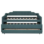 Lit de repos capitonné pour lit jumeau avec lit gigogne et 3 tiroirs, cadre de lit de capitaine en bois avec rangement pour chambre à coucher
