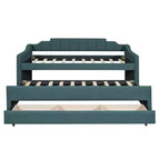 Lit de repos capitonné pour lit jumeau avec lit gigogne et 3 tiroirs, cadre de lit de capitaine en bois avec rangement pour chambre à coucher