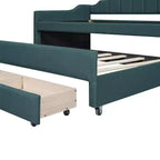 Lit de repos capitonné pour lit jumeau avec lit gigogne et 3 tiroirs, cadre de lit de capitaine en bois avec rangement pour chambre à coucher