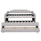 Lit de repos capitonné pour lit jumeau avec lit gigogne et 3 tiroirs, cadre de lit de capitaine en bois avec rangement pour chambre à coucher