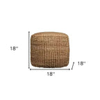 Pouf ottoman cube en jute mélangée naturelle - 18 po