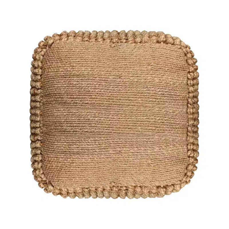 Pouf ottoman cube en jute mélangée naturelle - 18 po