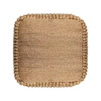 Pouf ottoman cube en jute mélangée naturelle - 18 po