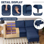 73.6 Canapé d'angle rembourré avec pouf pour salon, appartement, salle de détente, chambre, housses lavables