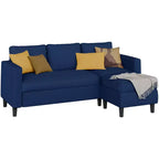 73.6 Canapé d'angle rembourré avec pouf pour salon, appartement, salle de détente, chambre, housses lavables