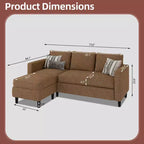 73.6 Canapé d'angle rembourré avec pouf pour salon, appartement, salle de détente, chambre, housses lavables