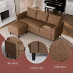 73.6 Canapé d'angle rembourré avec pouf pour salon, appartement, salle de détente, chambre, housses lavables
