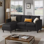 73.6 Canapé d'angle rembourré avec pouf pour salon, appartement, salle de détente, chambre, housses lavables