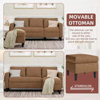 73.6 Canapé d'angle rembourré avec pouf pour salon, appartement, salle de détente, chambre, housses lavables