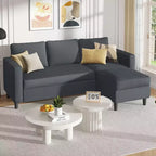 73.6 Canapé d'angle rembourré avec pouf pour salon, appartement, salle de détente, chambre, housses lavables