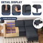 73.6 Canapé d'angle rembourré avec pouf pour salon, appartement, salle de détente, chambre, housses lavables