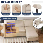 73.6 Canapé d'angle rembourré avec pouf pour salon, appartement, salle de détente, chambre, housses lavables
