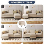 73.6 Canapé d'angle rembourré avec pouf pour salon, appartement, salle de détente, chambre, housses lavables