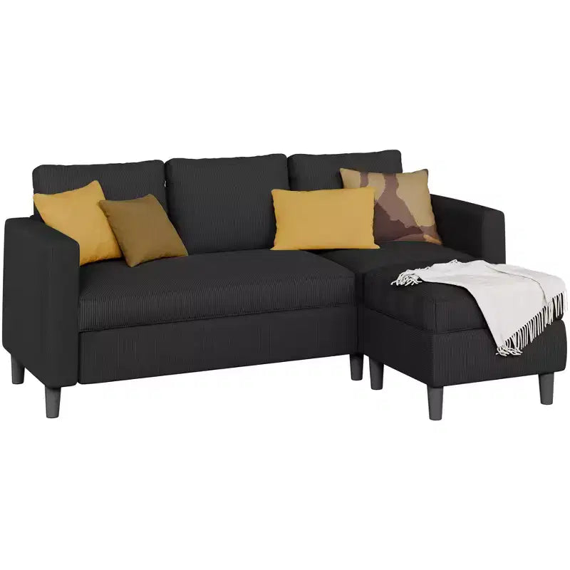 73.6 Canapé d'angle rembourré avec pouf pour salon, appartement, salle de détente, chambre, housses lavables
